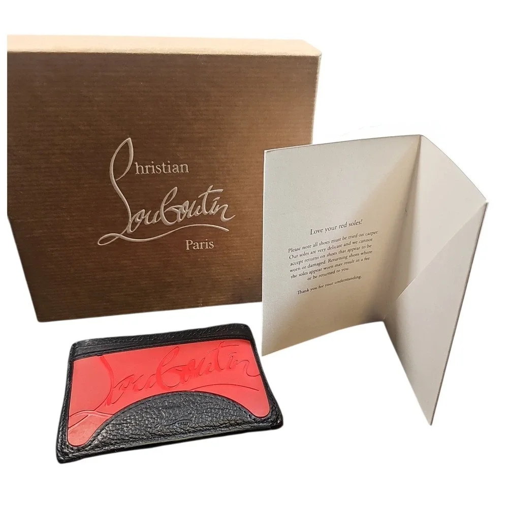 Christian Louboutin Red & Black Leather Card Holder